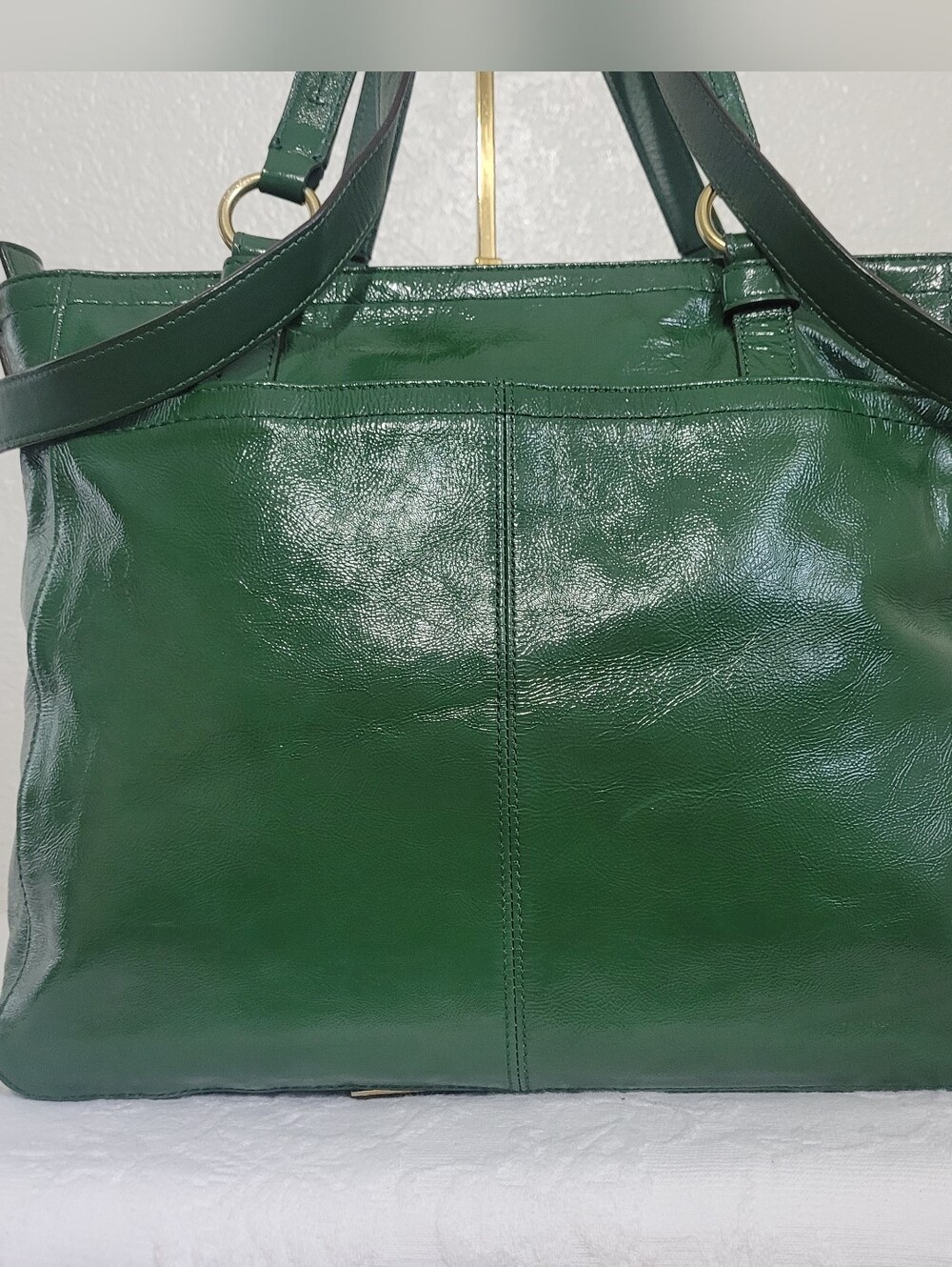 Vintage Coach F14022 Ergo Chelsea Green Patent Leather Pleated Tote Bag Purse - Picture 6 of 16